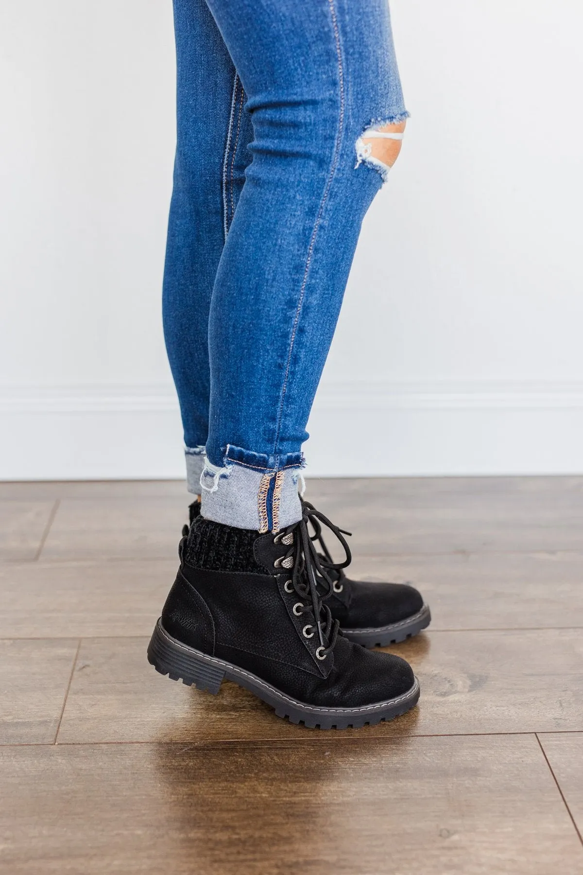 Blowfish Ruthey Booties- Black Saddlerock & Vanity Knit