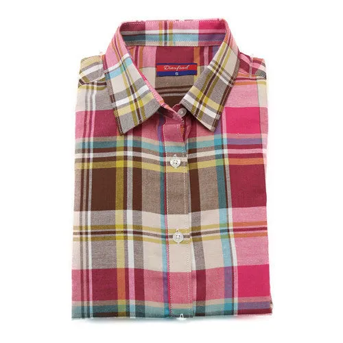 Brand Fashion Women Blouses Long Sleeve Turn-down Collar Plaid Shirts Women Casual Cotton Shirt Style