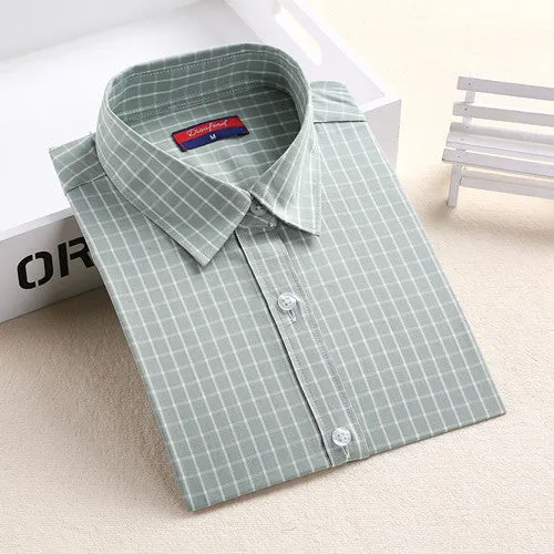 Brand Fashion Women Blouses Long Sleeve Turn-down Collar Plaid Shirts Women Casual Cotton Shirt Style