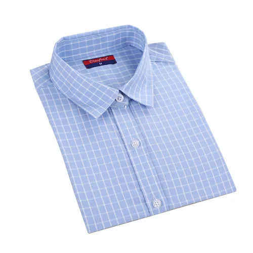 Brand Fashion Women Blouses Long Sleeve Turn-down Collar Plaid Shirts Women Casual Cotton Shirt Style