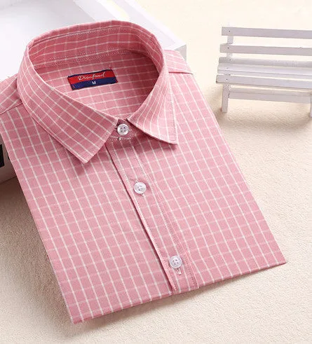 Brand Fashion Women Blouses Long Sleeve Turn-down Collar Plaid Shirts Women Casual Cotton Shirt Style