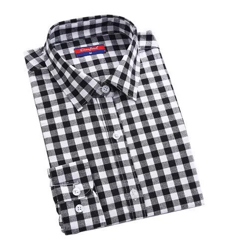 Brand Fashion Women Blouses Long Sleeve Turn-down Collar Plaid Shirts Women Casual Cotton Shirt Style