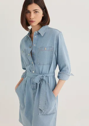 Bridget Light Blue Gold 	 Jean Dress