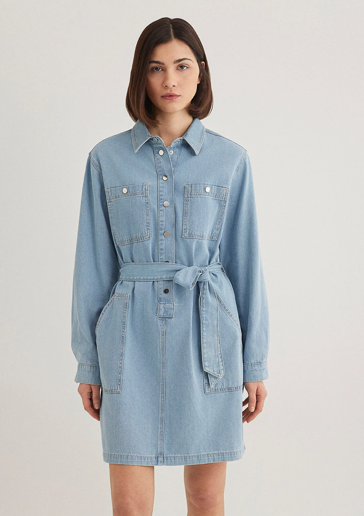 Bridget Light Blue Gold 	 Jean Dress