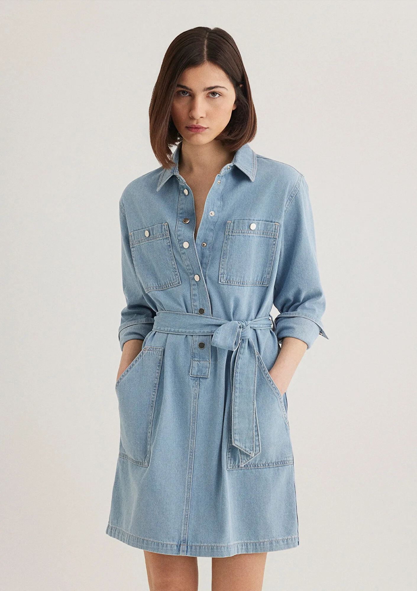 Bridget Light Blue Gold 	 Jean Dress