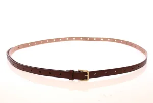 Brown Leather Logo Waist Belt