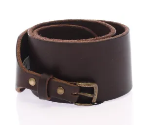 Brown Leather Logo Waist Belt