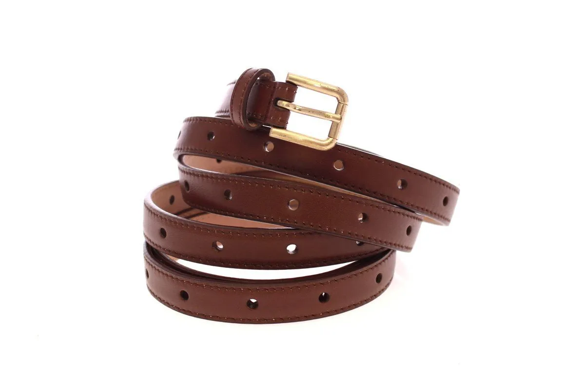 Brown Leather Logo Waist Belt