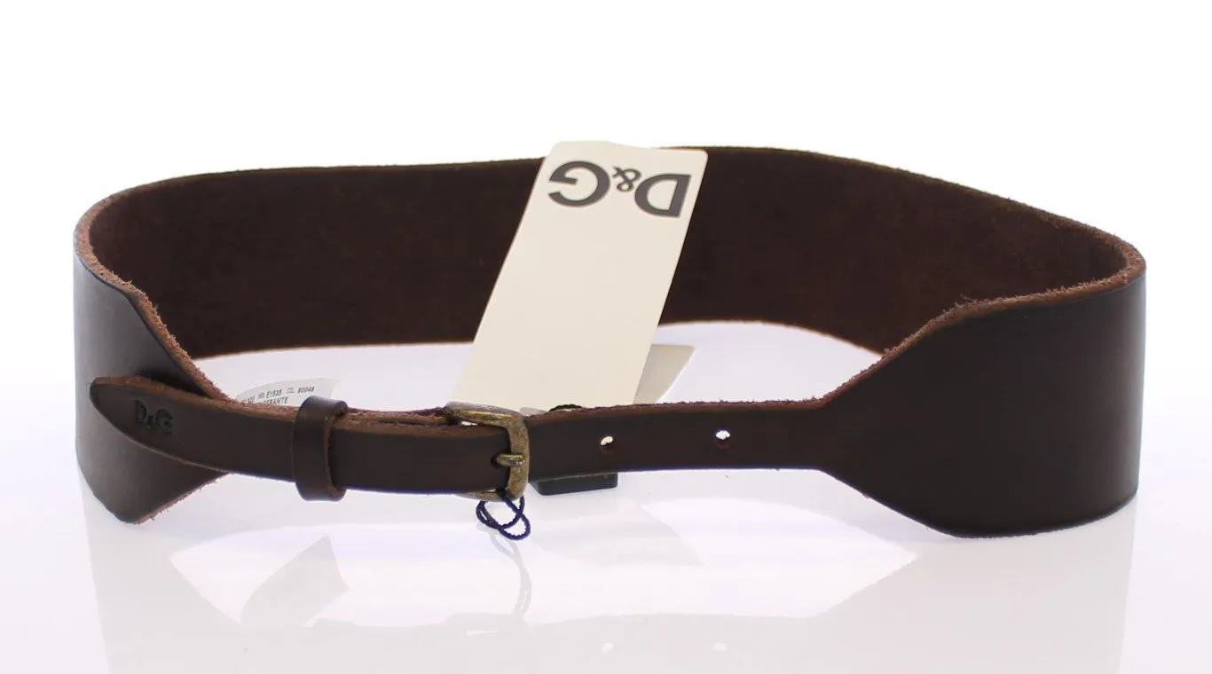 Brown Leather Logo Waist Belt