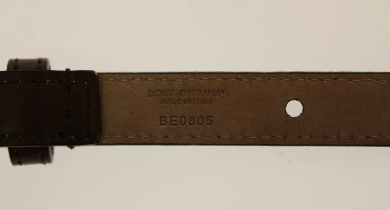 Brown Leather Logo Waist Belt
