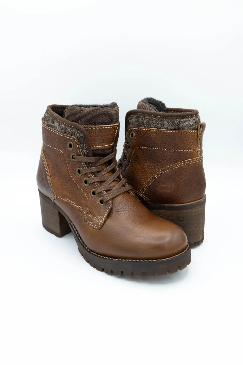 Bullboxer Ankle Lace Up Booties for Women in Cognac | 772-M5-6894A-COGNAC