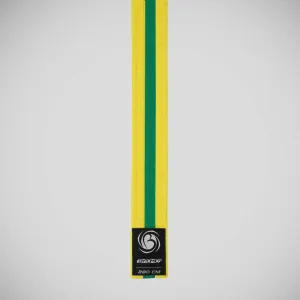 Bytomic Striped Polycotton Martial Arts Belt Pack of 10 Yellow/Green