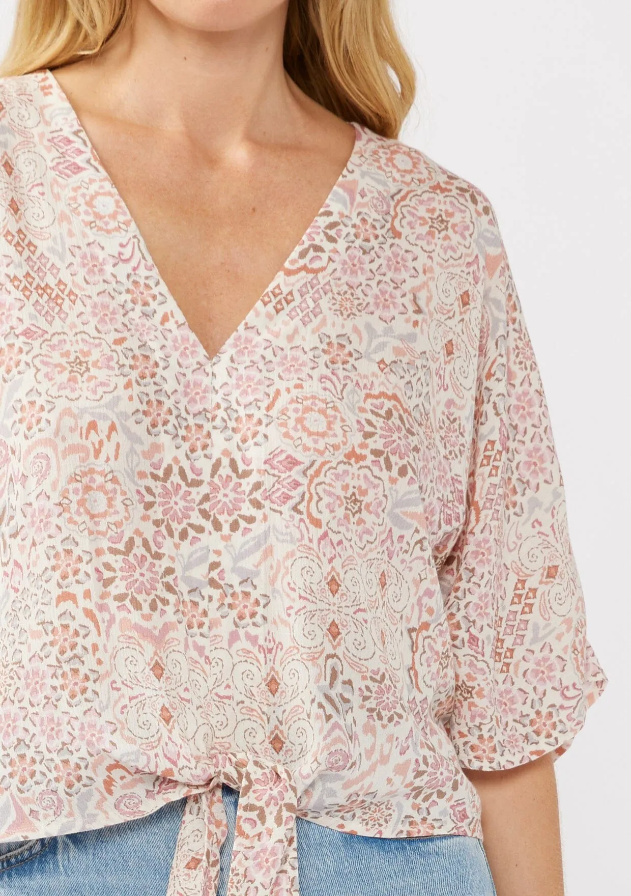 Cabana Days Tie Front Top
