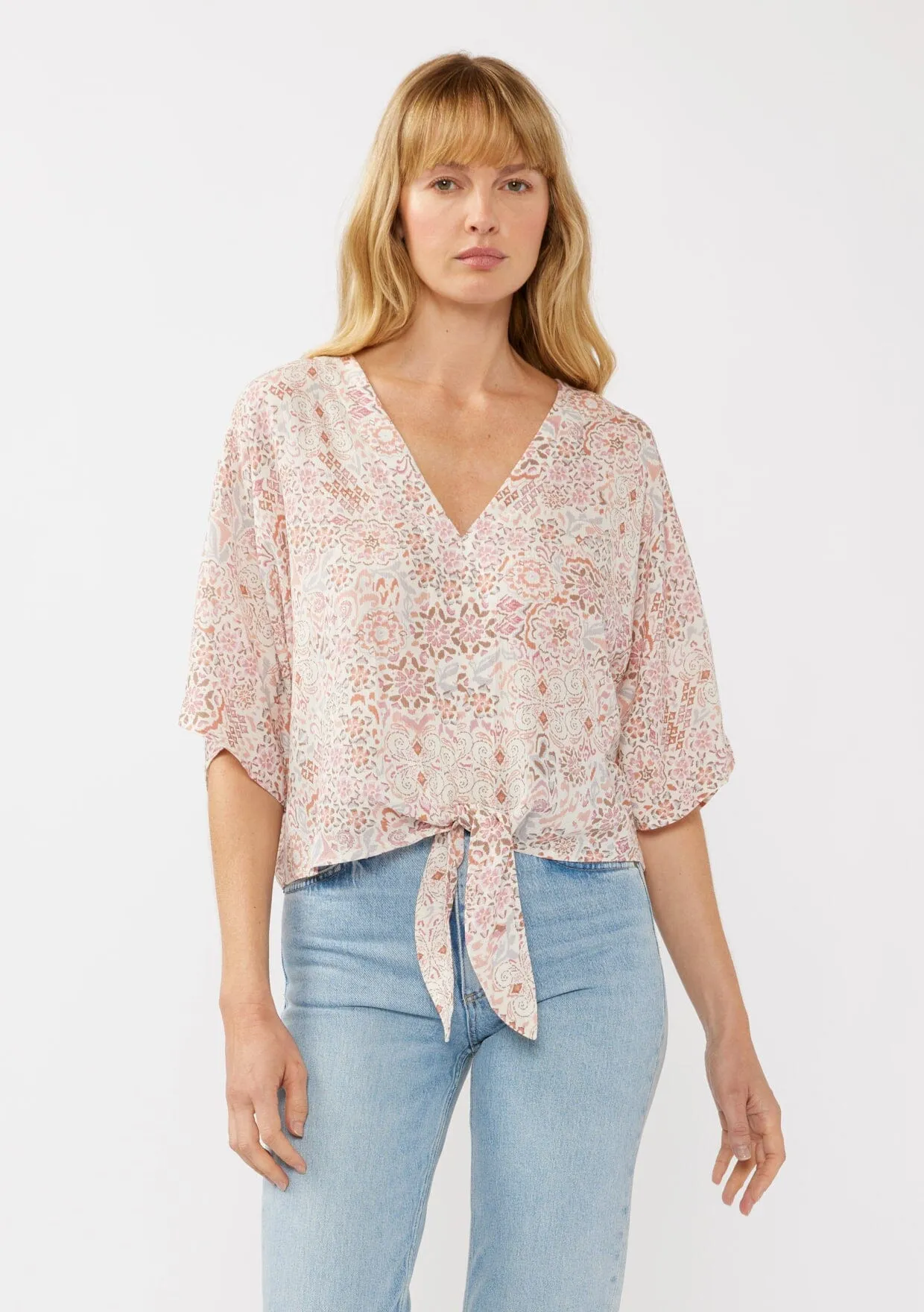 Cabana Days Tie Front Top