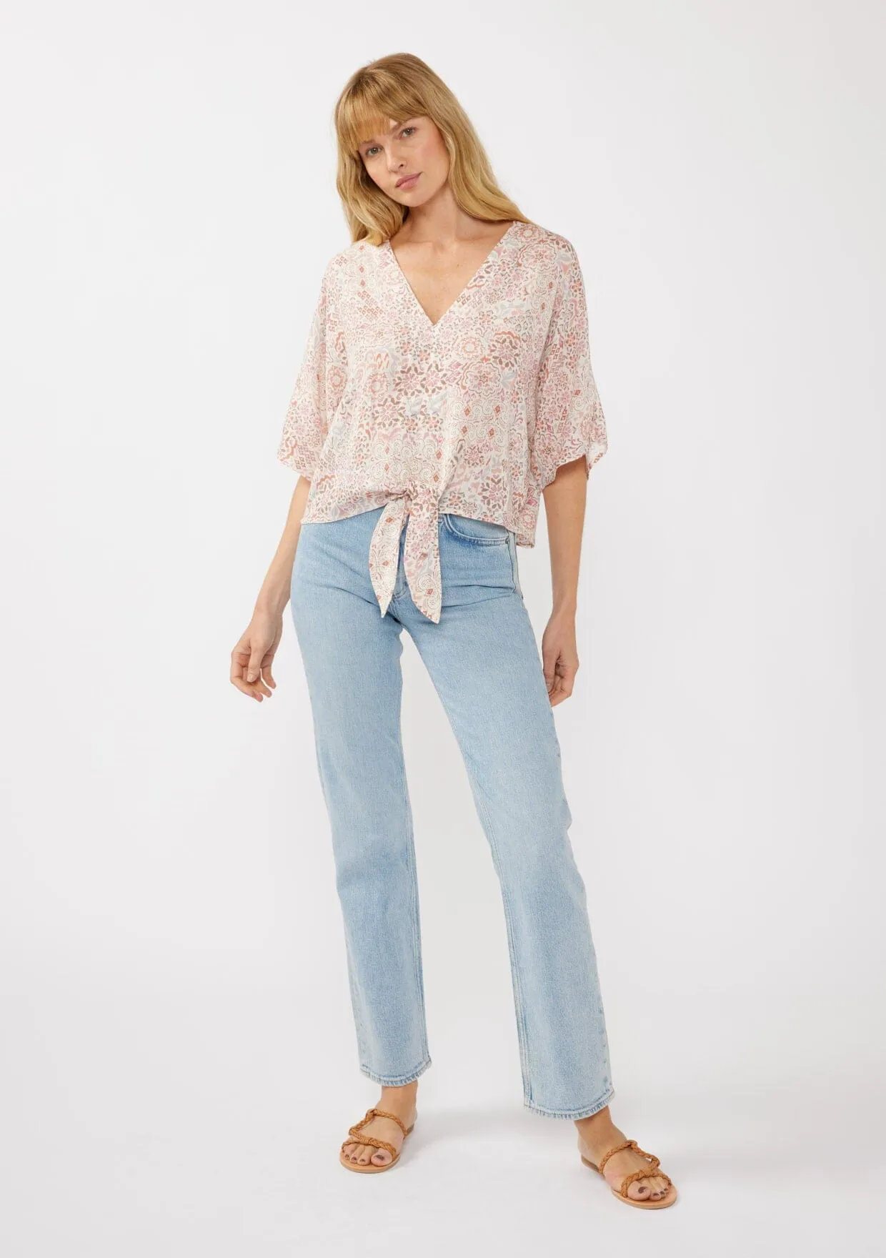 Cabana Days Tie Front Top