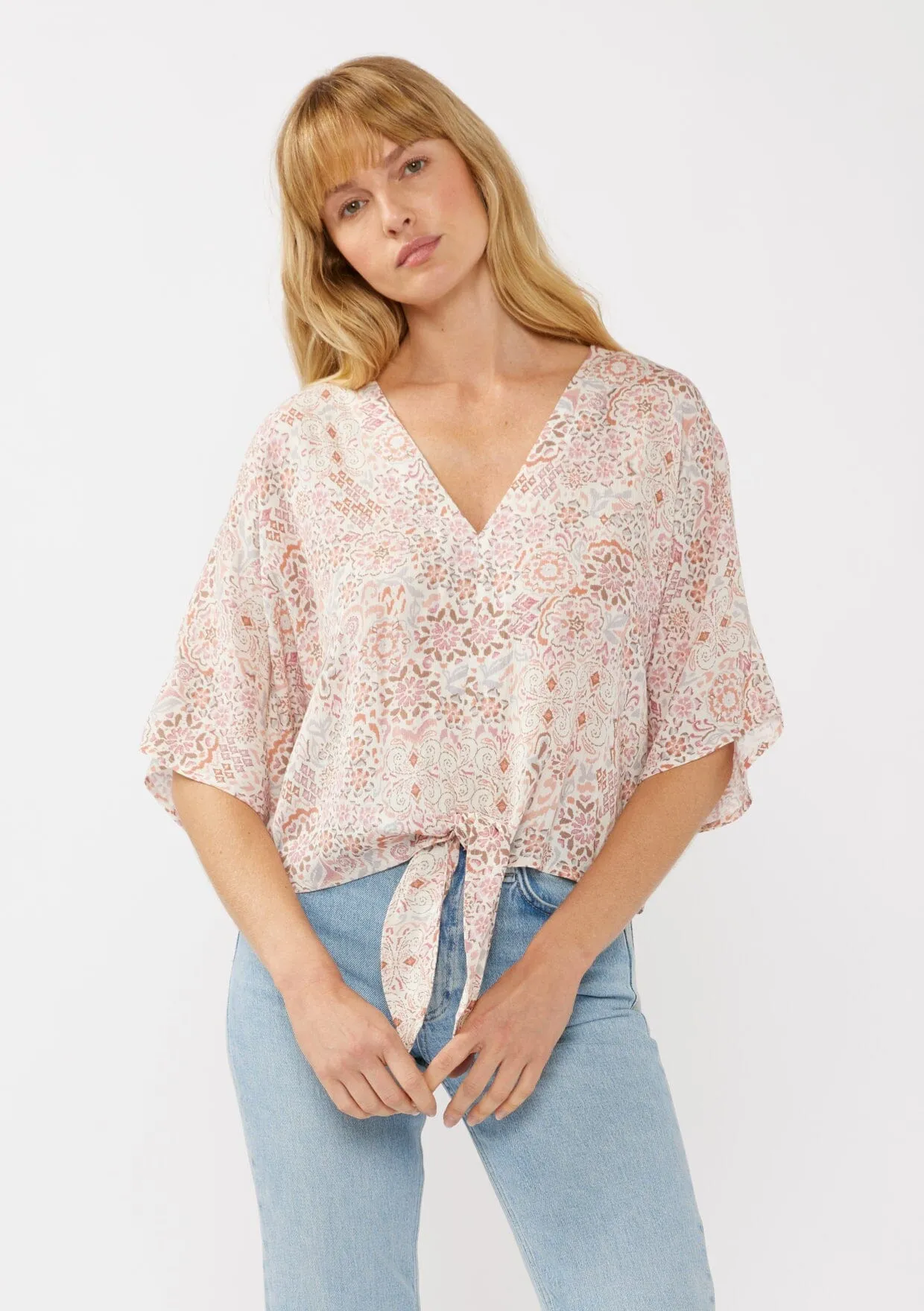 Cabana Days Tie Front Top