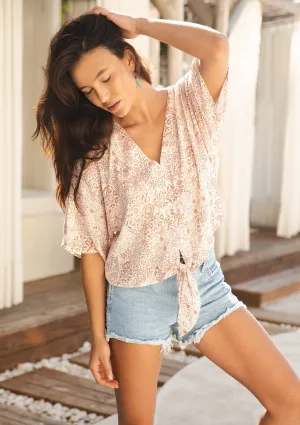 Cabana Days Tie Front Top