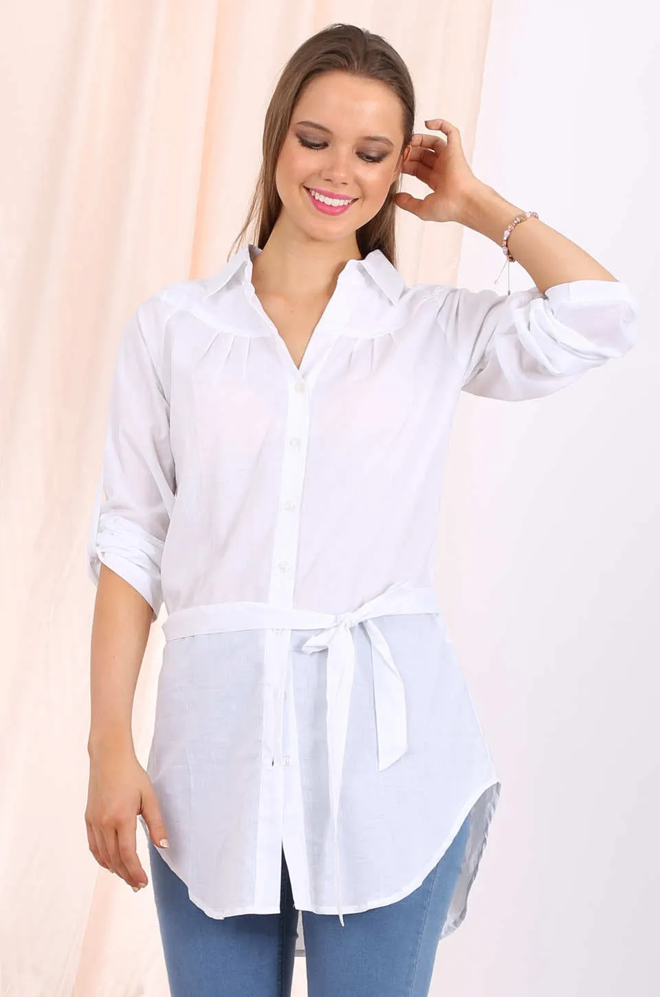 Callie long shirt in white