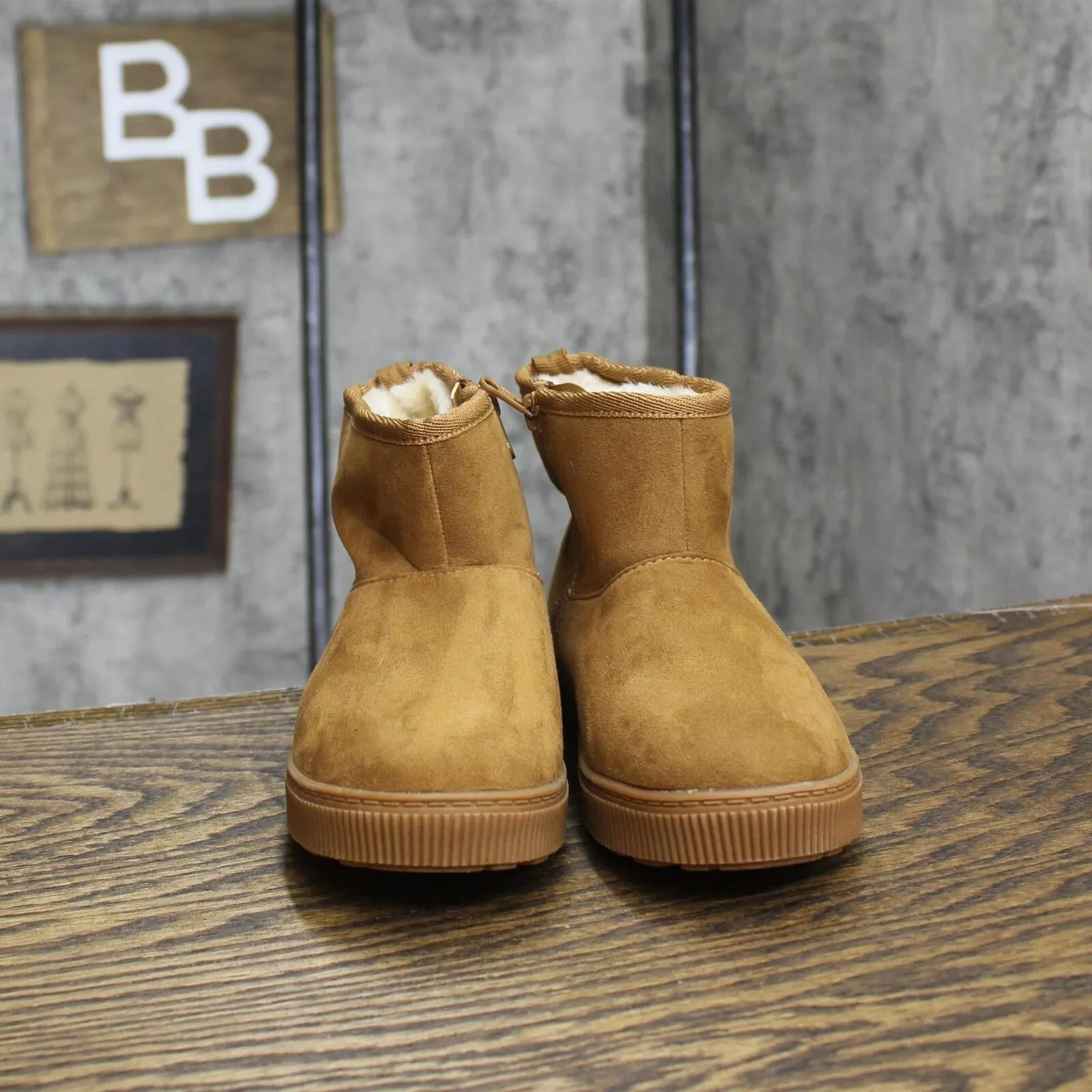 Cat & Jack Toddler Girls Arlo Zipper Shearling Style Boots ARL0 Cognac Brown 12T