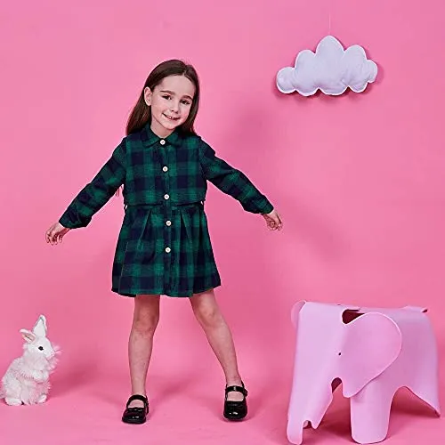 Check Plaid Collar Neck Shirt Dress - Girls Sizes 8-9