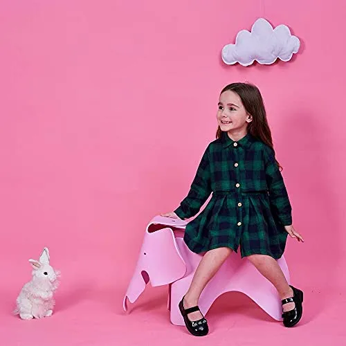 Check Plaid Collar Neck Shirt Dress - Girls Sizes 8-9