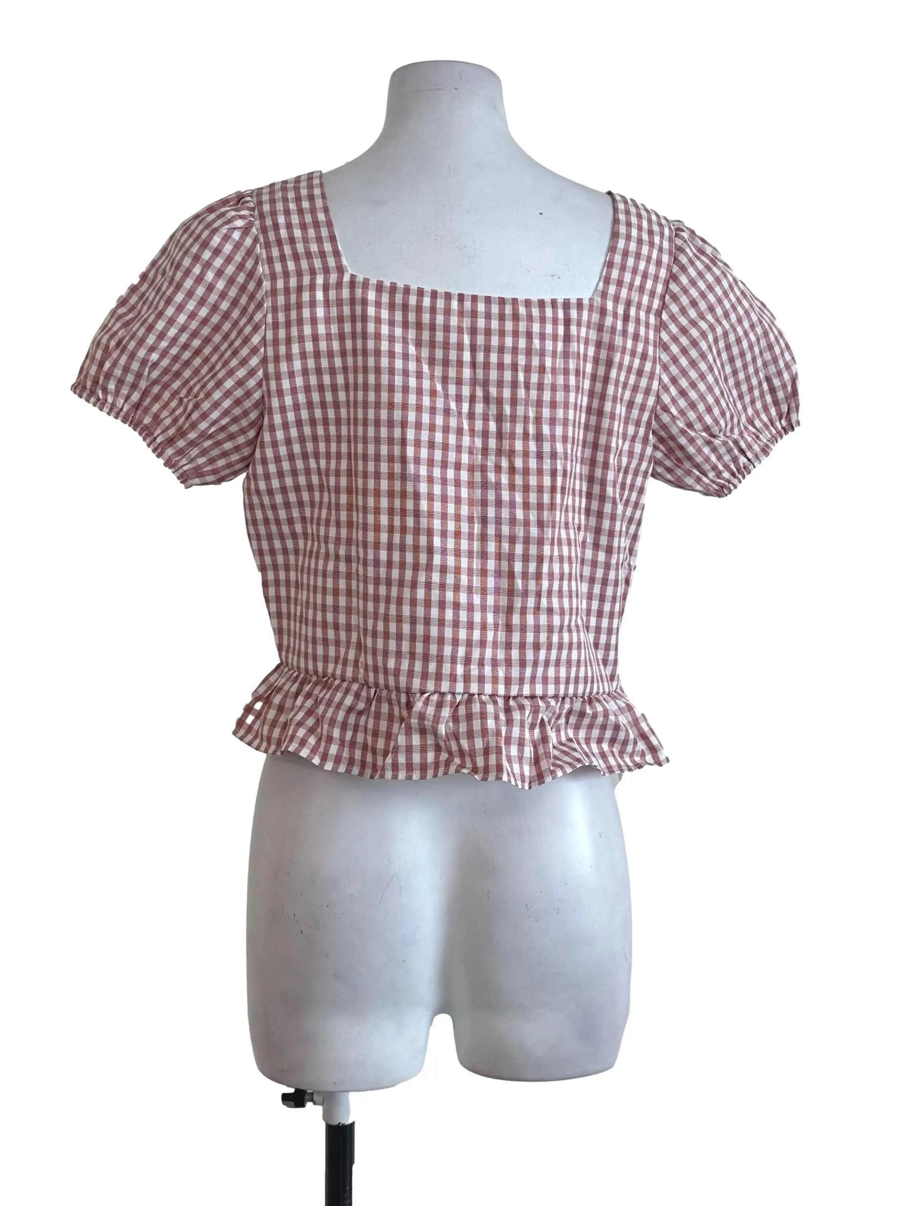Cherry Red Plaid Top
