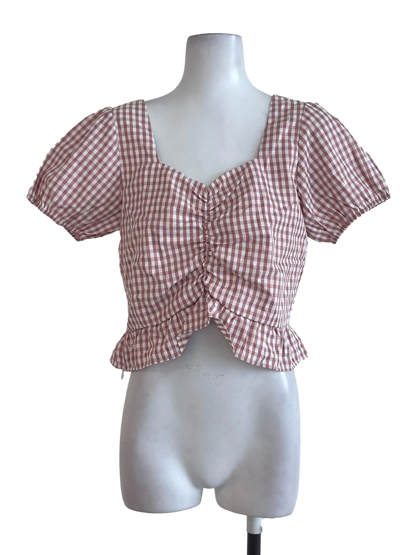 Cherry Red Plaid Top