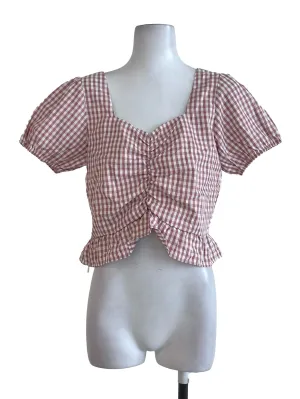 Cherry Red Plaid Top