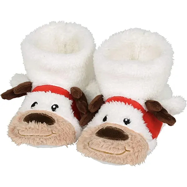Child Reindeer Fuzzy Slippers, Size Medium 9-10
