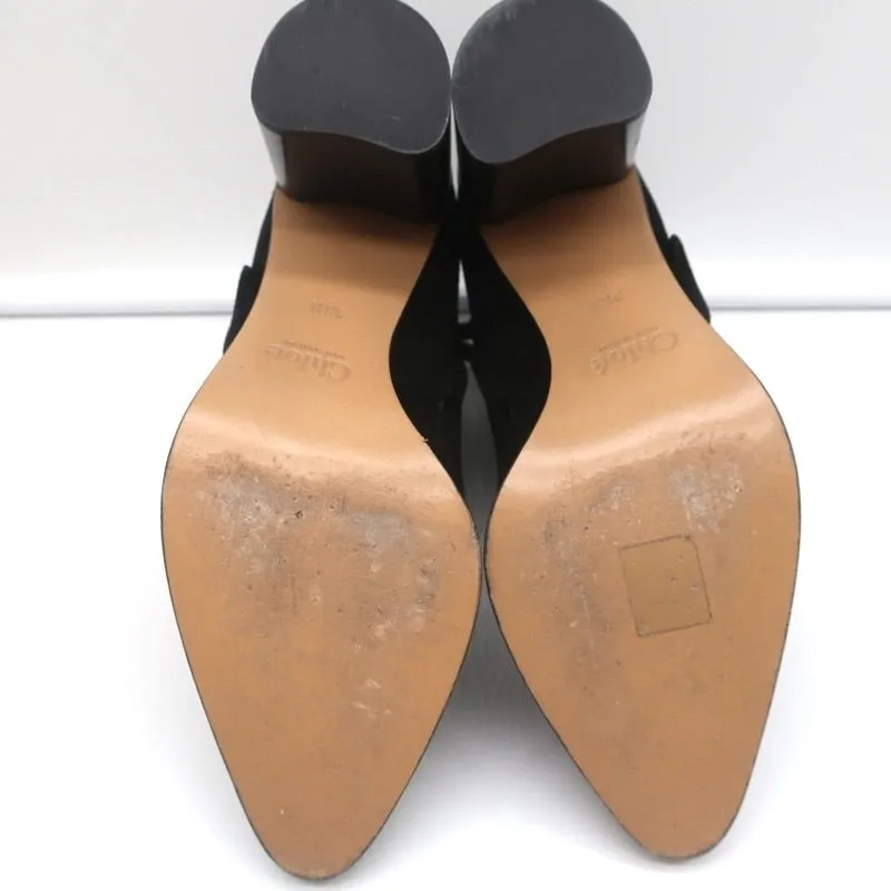 Chloe Grommet-Trim Ankle Boots Flo Black Suede Size 38.5 Pointed Toe Booties