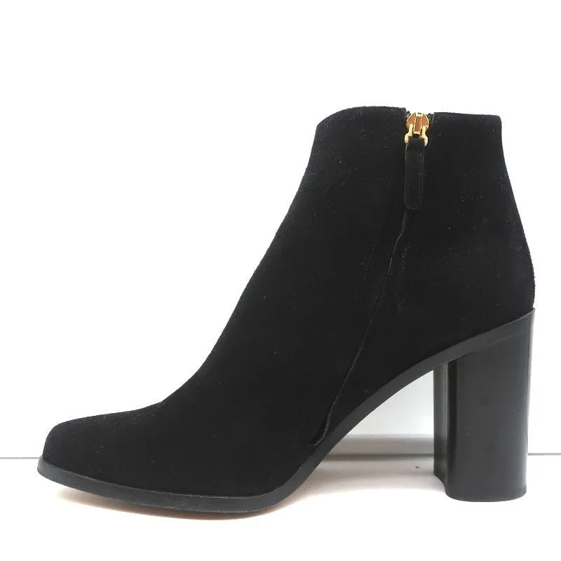 Chloe Grommet-Trim Ankle Boots Flo Black Suede Size 38.5 Pointed Toe Booties