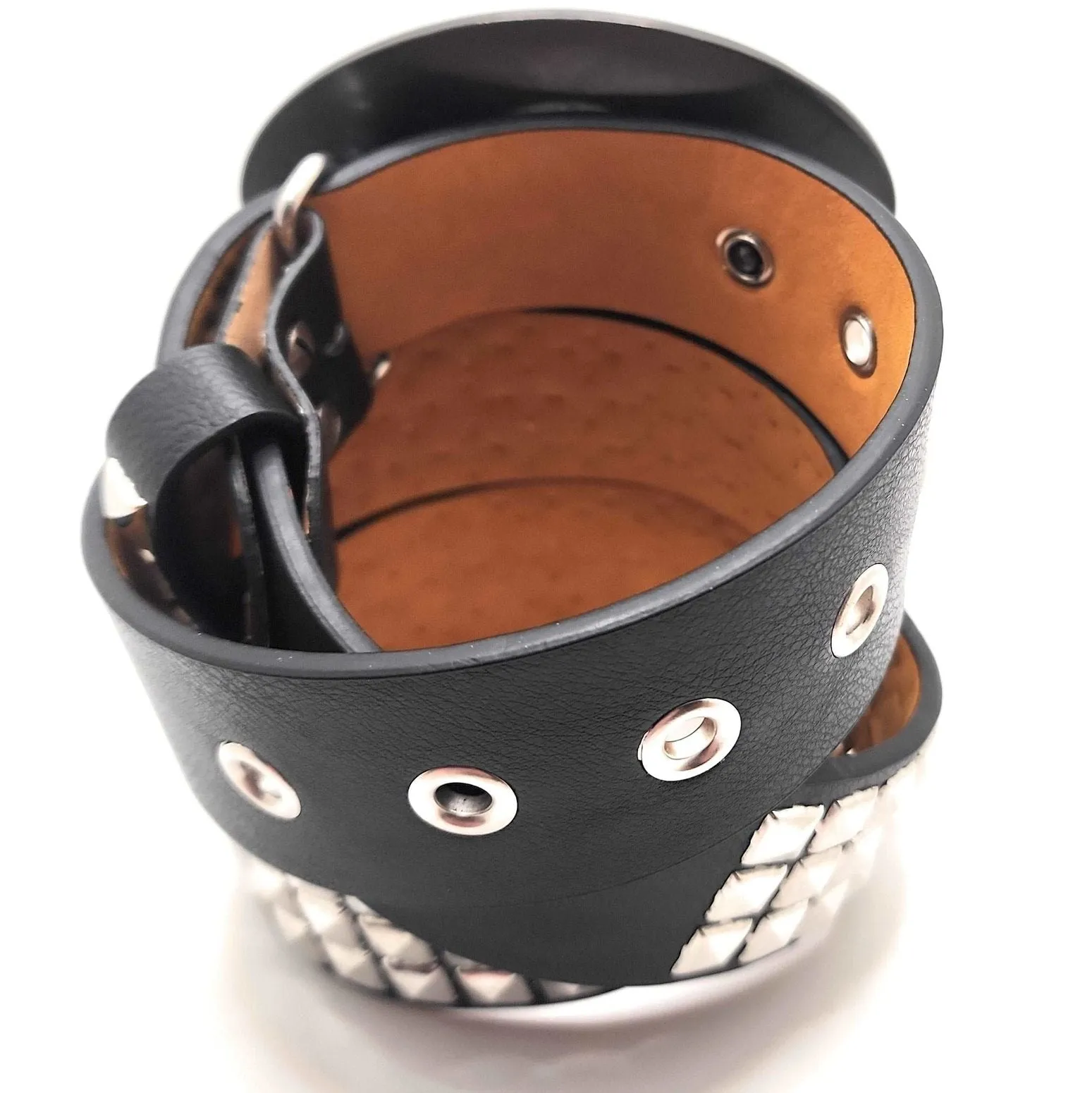 Chrome Pyramid Studded Leather Belt Trim-to-Fit