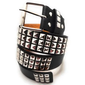 Chrome Pyramid Studded Leather Belt Trim-to-Fit