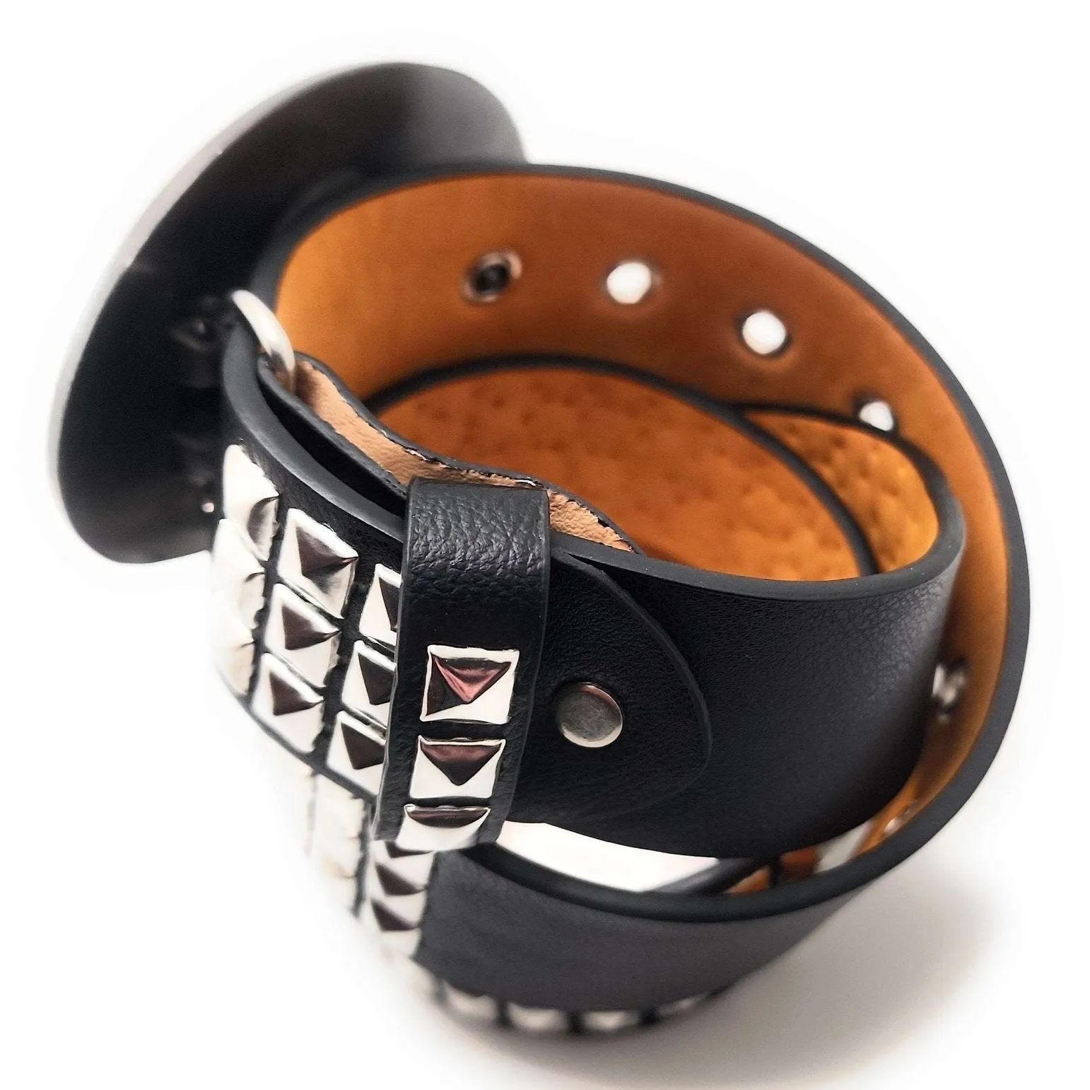 Chrome Pyramid Studded Leather Belt Trim-to-Fit