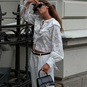 Claris White Lace Frill Blouse