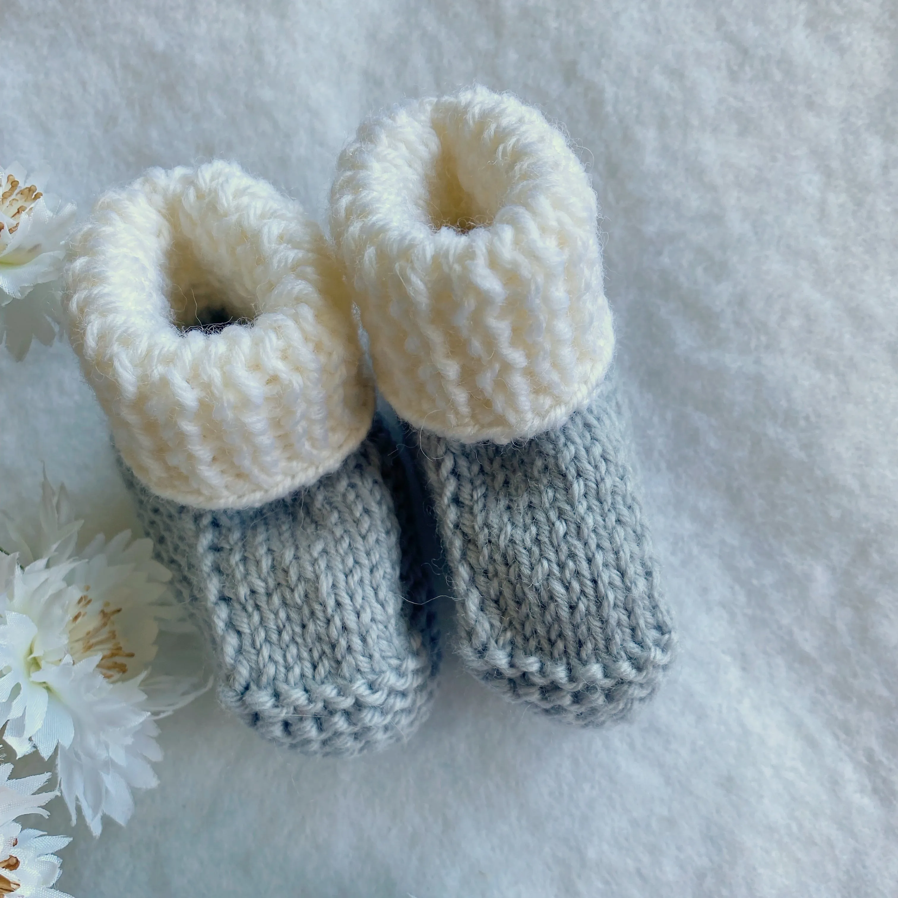 Classic knitted baby merino booties
