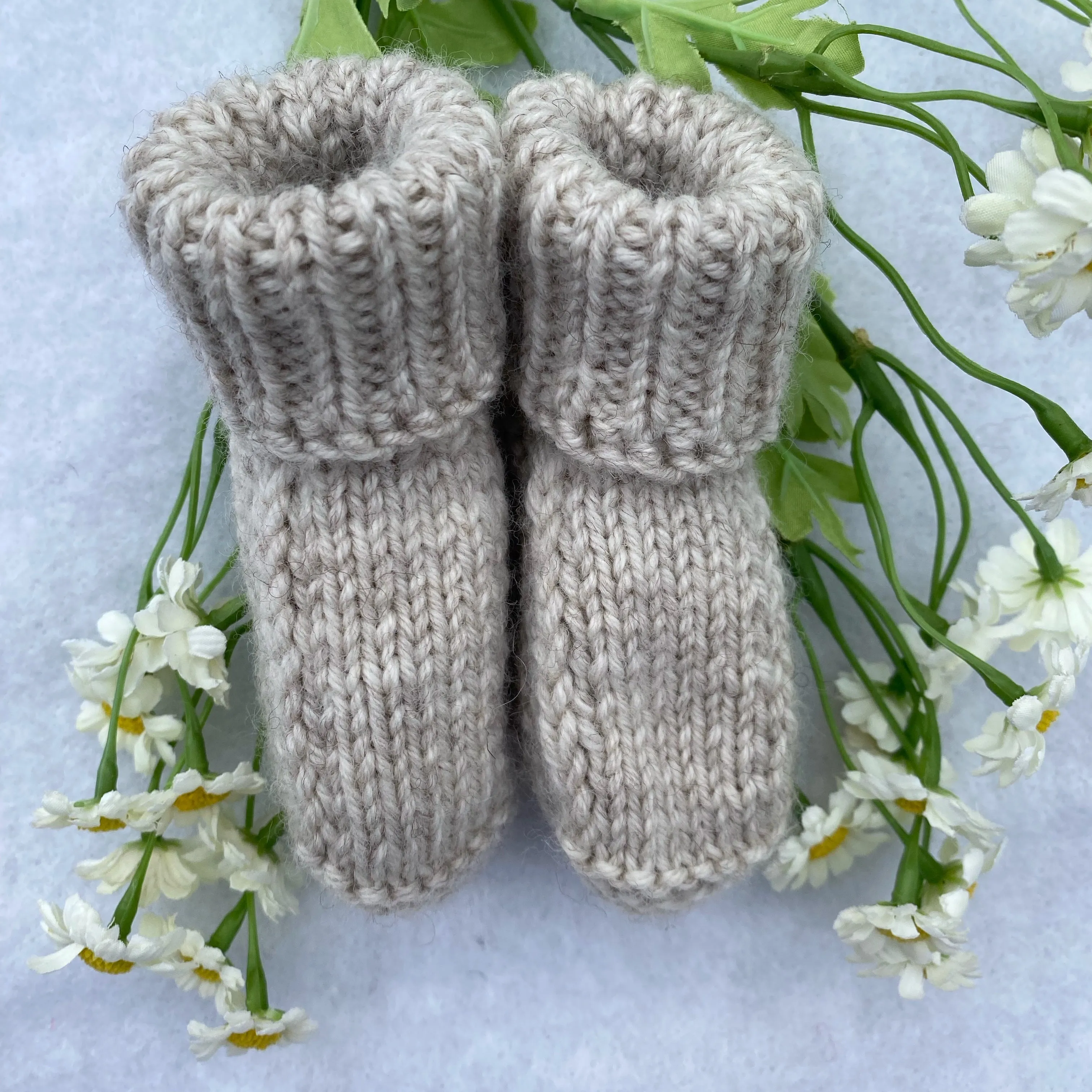 Classic knitted baby merino booties