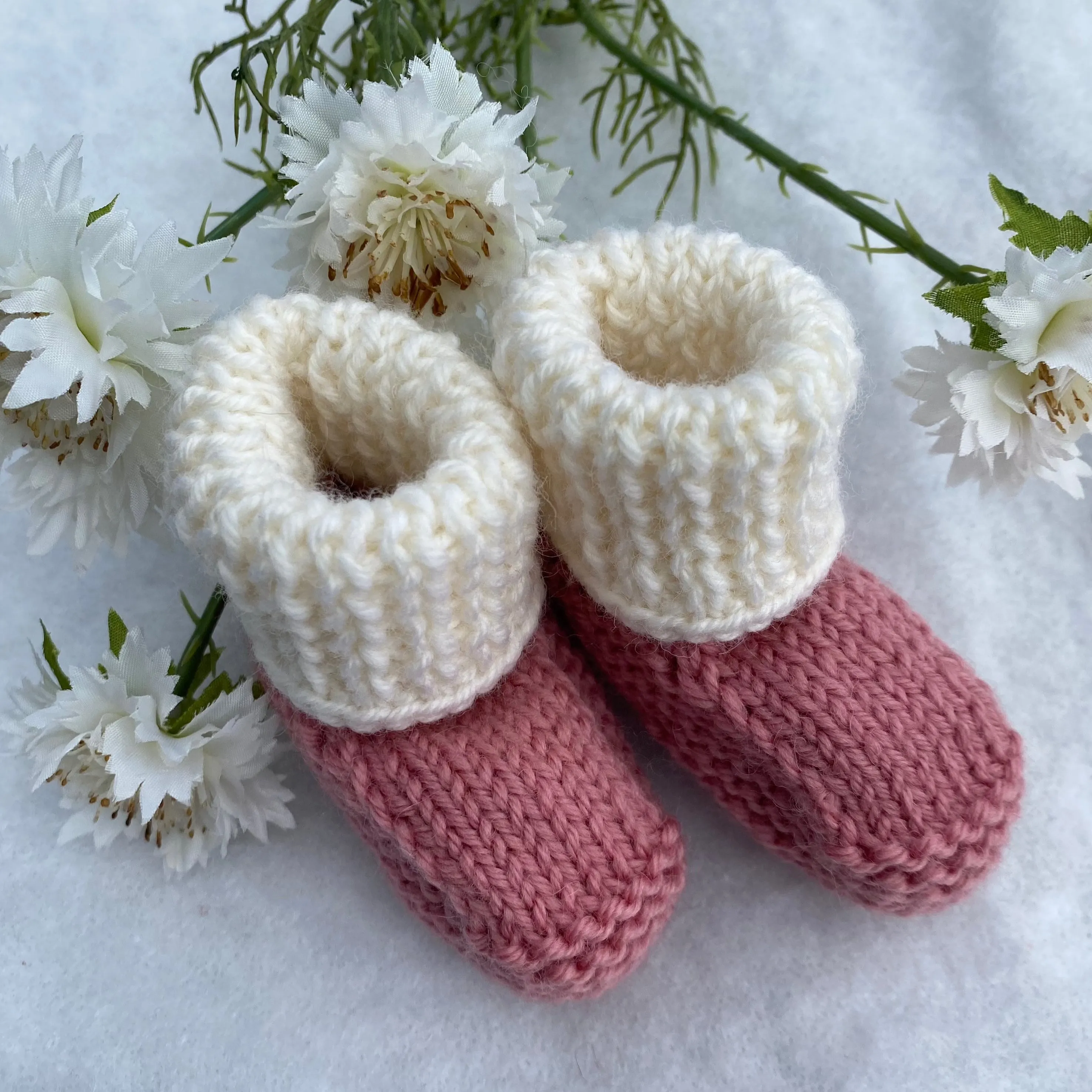 Classic knitted baby merino booties