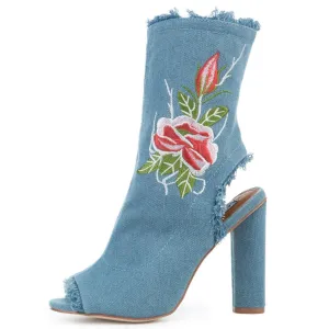 Connie-53 Blue Booties Denim