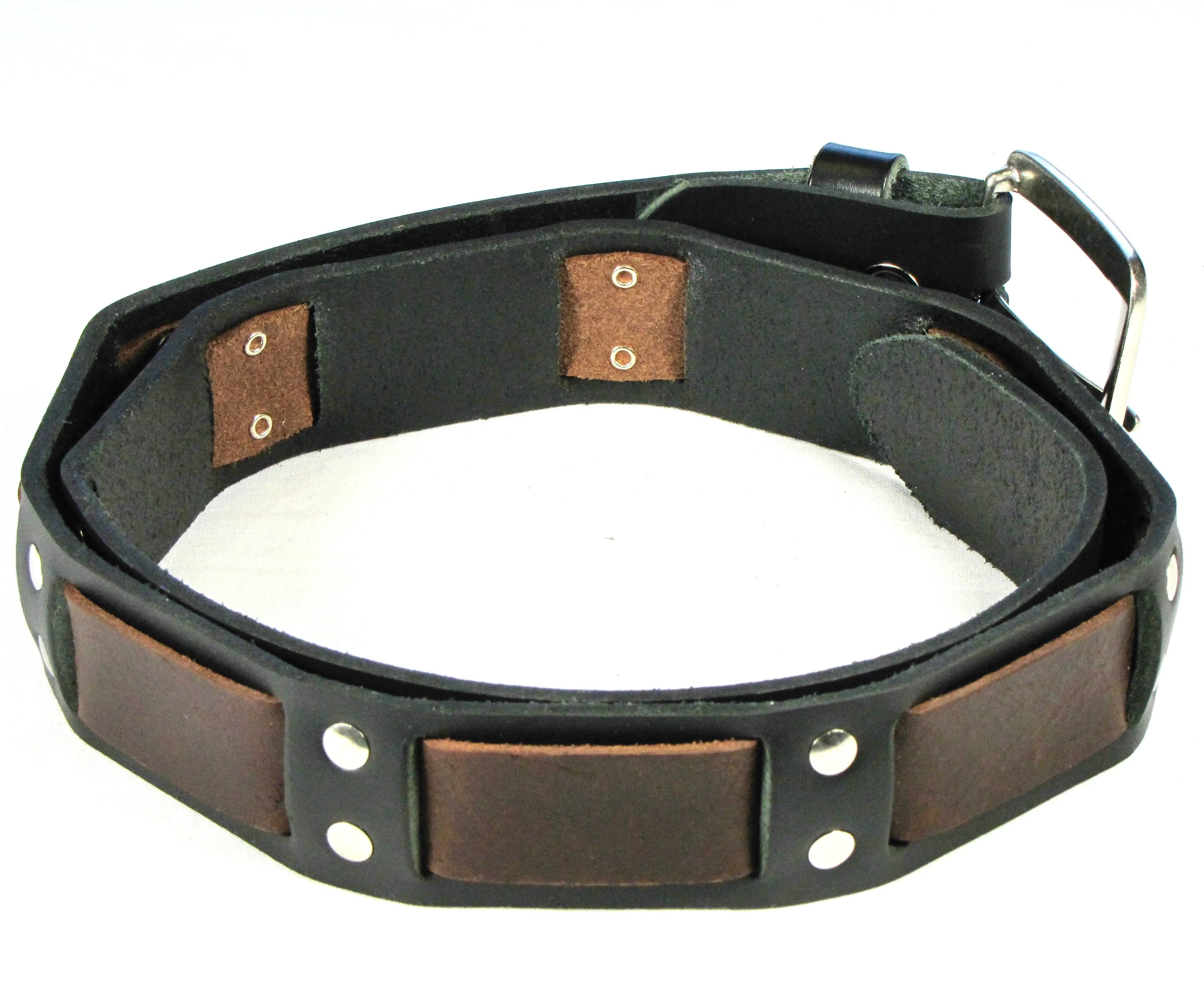 COT121S  1 1/2" Silver Studded Belt w/ Brown Strap