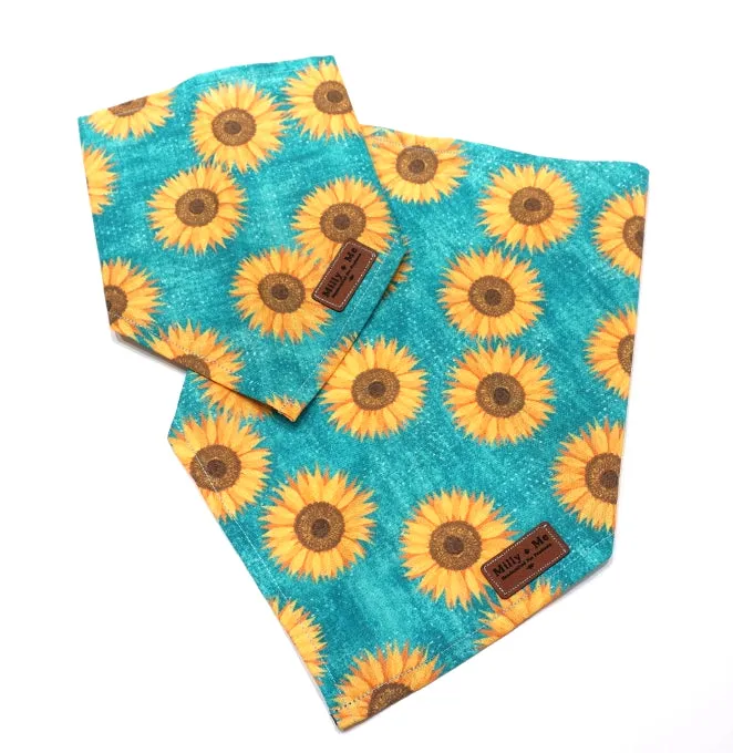 Country Sunflowers Blue - Pet Bandana