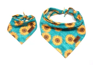Country Sunflowers Blue - Pet Bandana