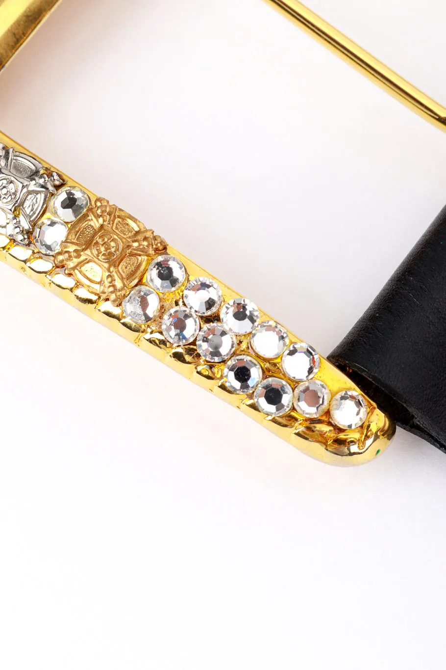Cross Crystal Studded Leather Belt