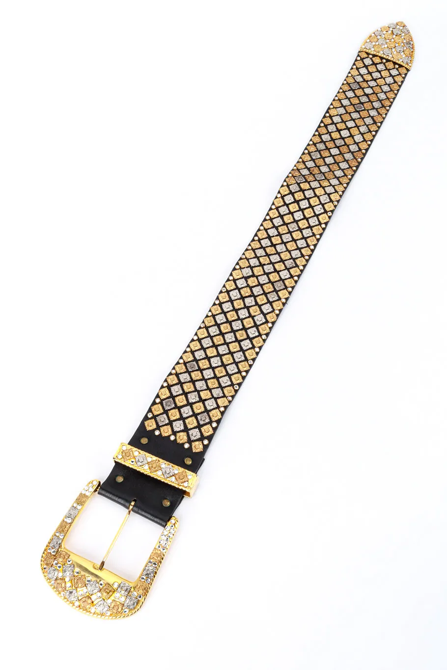 Cross Crystal Studded Leather Belt