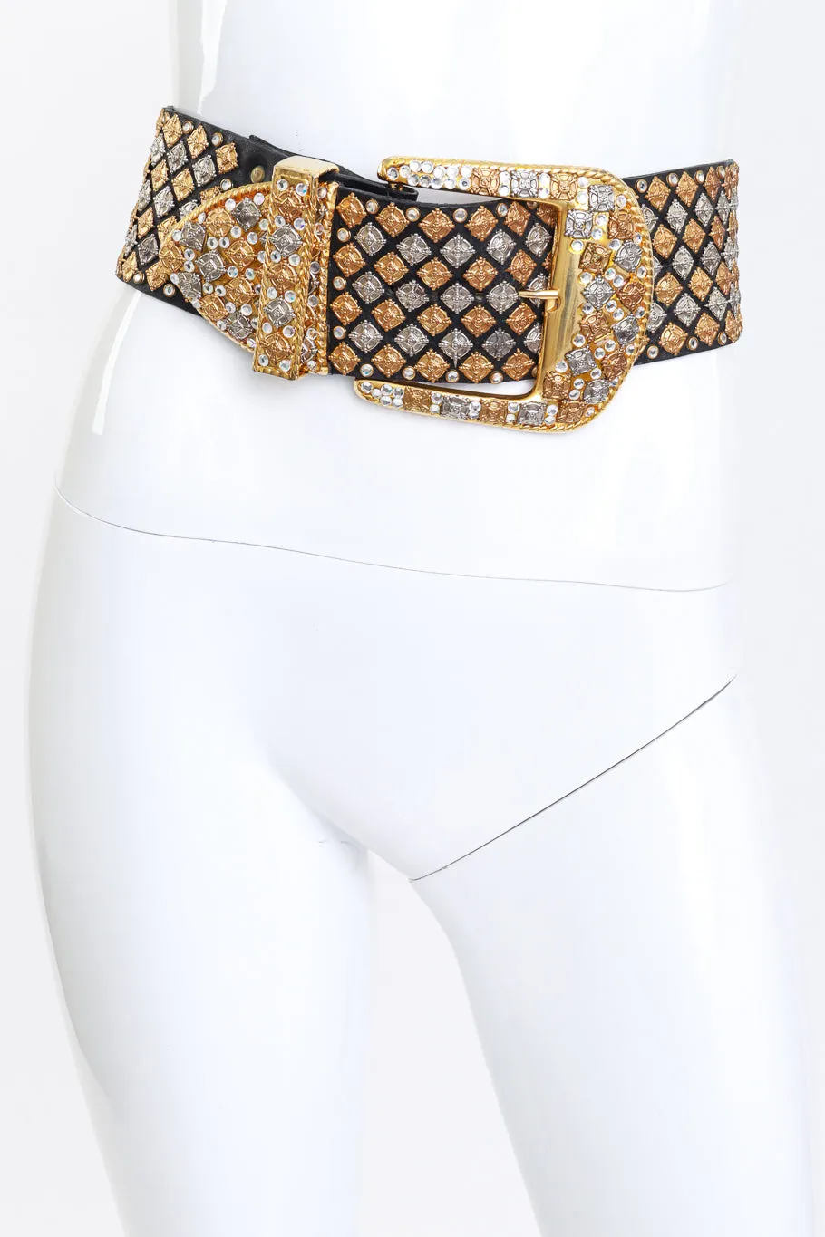 Cross Crystal Studded Leather Belt