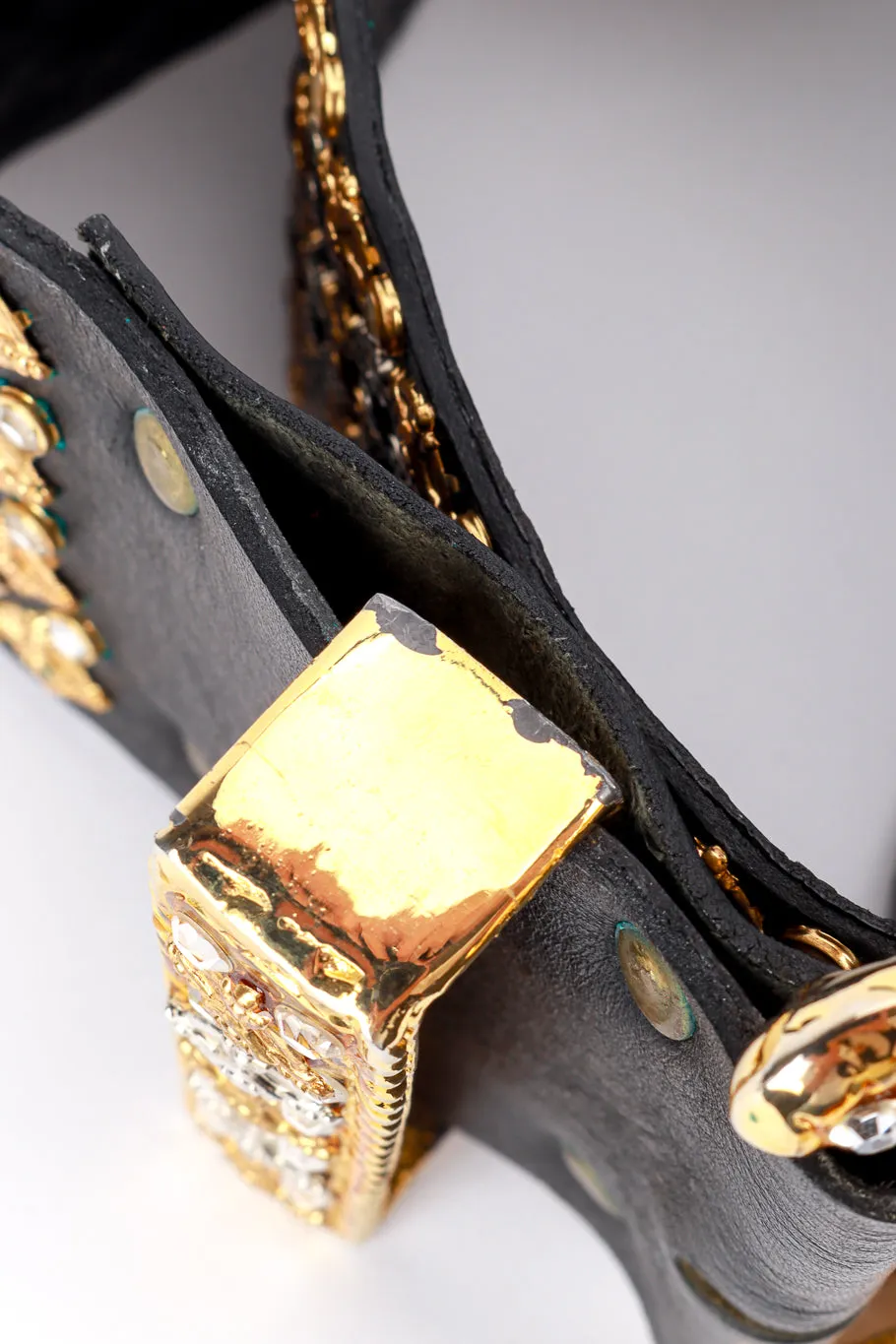 Cross Crystal Studded Leather Belt