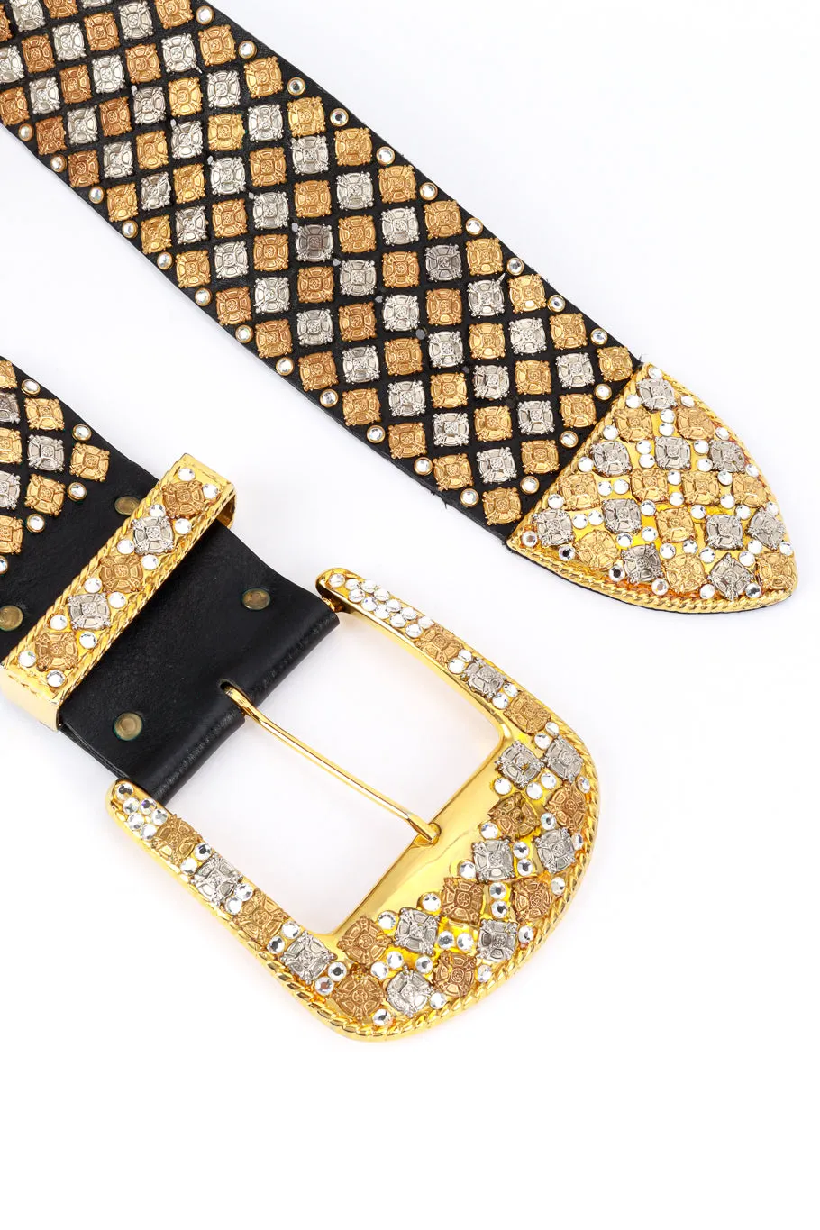 Cross Crystal Studded Leather Belt