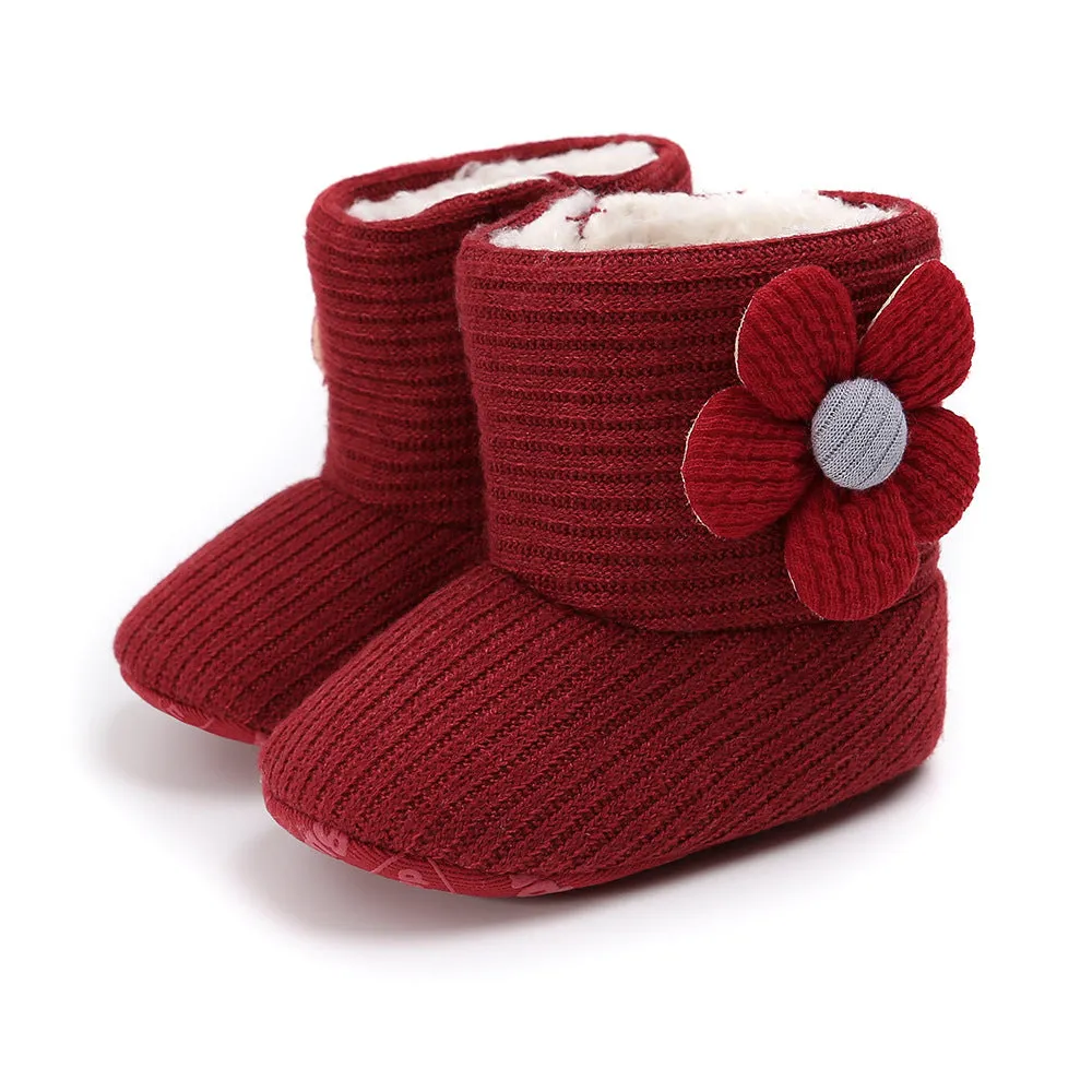 Cute Flower Knit Baby Booties