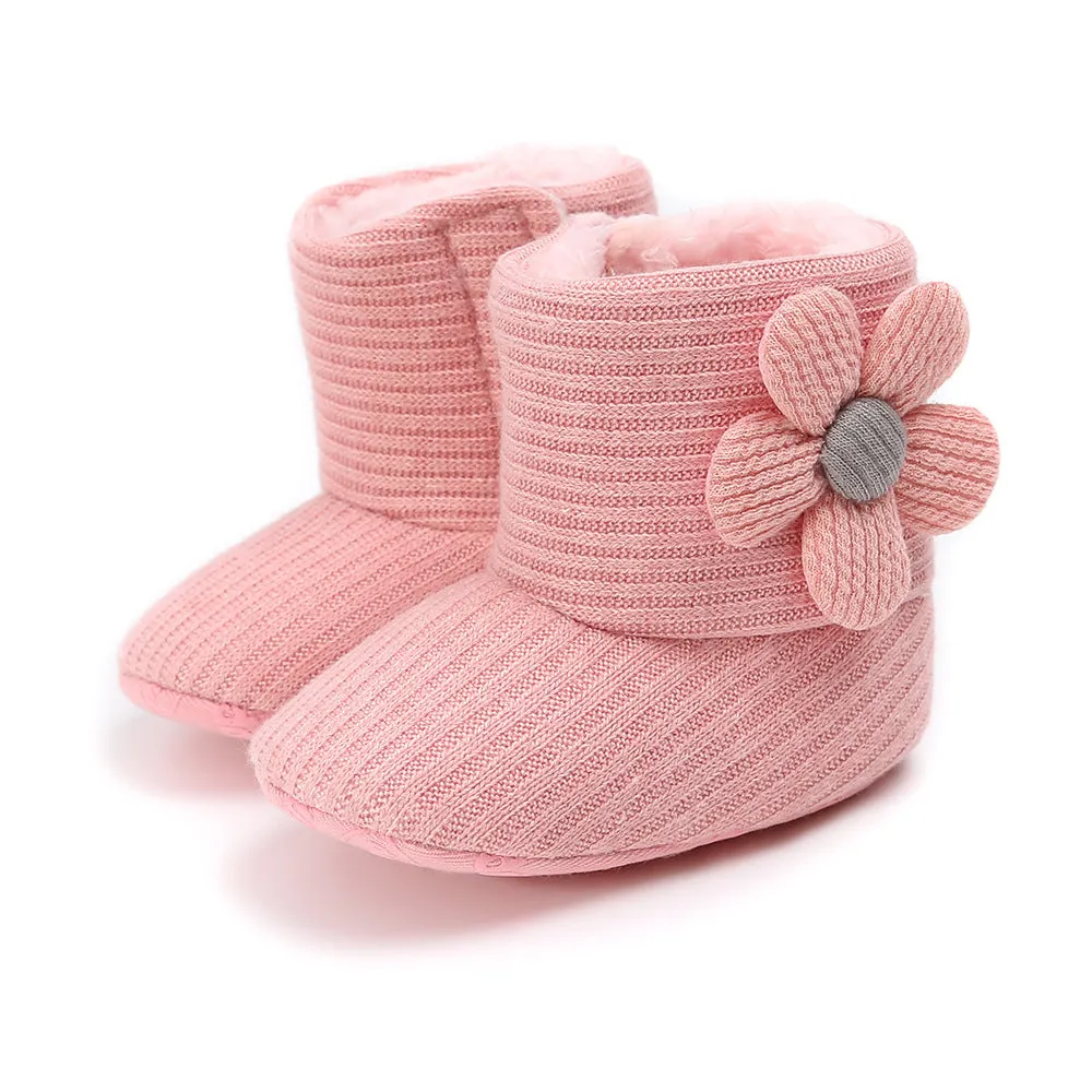 Cute Flower Knit Baby Booties