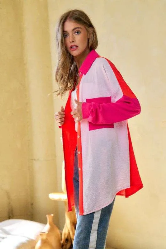 Davi & Dani Color Block Button-up